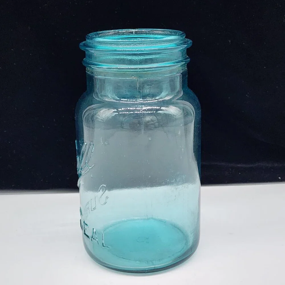 Vintage Ball Blue Glass Sure Seal Mason Jar #10 Jar Only No Lid 7